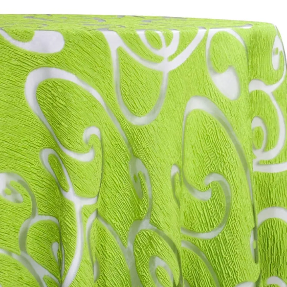Contempo Scroll Sheer Table Linen in Green