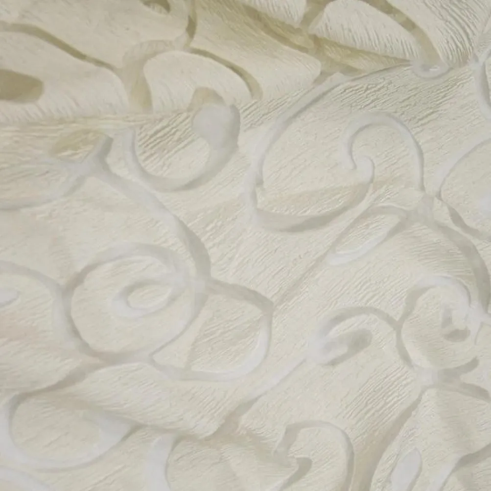 Contempo Scroll Sheer Table Linen in Ivory