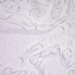 Contempo Scroll Sheer Table Linen in White