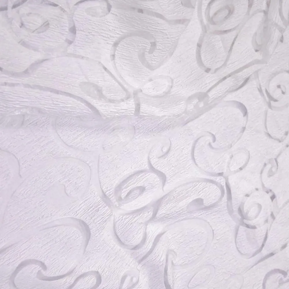 Contempo Scroll Sheer Table Linen in White