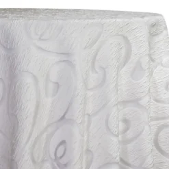 Contempo Scroll Sheer Table Linen in White