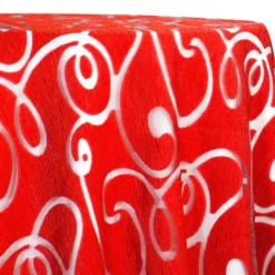 Contempo Scroll Sheer Table Linen in Red