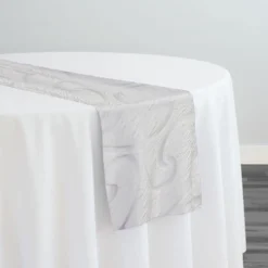 Contempo Scroll Sheer Table Runner in White