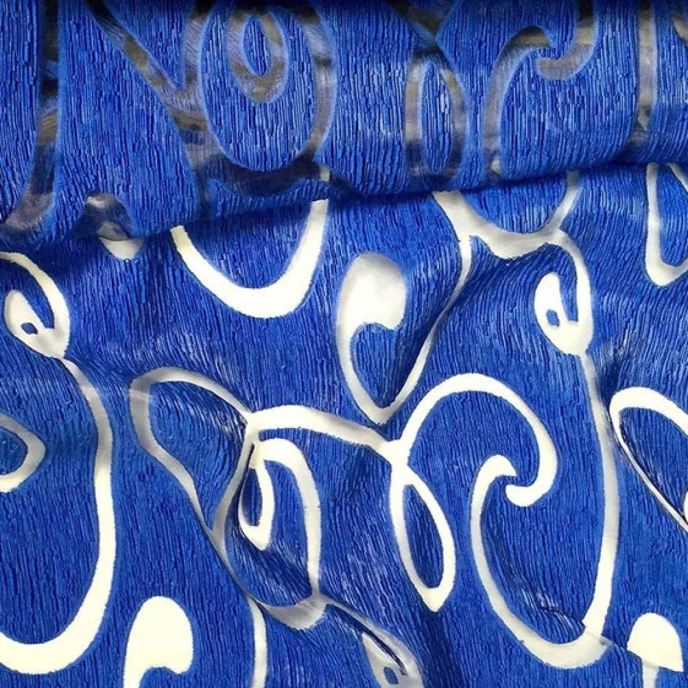 Contempo Scroll Sheer Table Runner in Royal