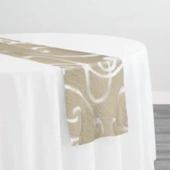 Contempo Scroll Sheer Table Runner in Champagne