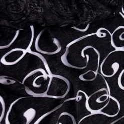 Contempo Scroll Sheer Table Runner in Black