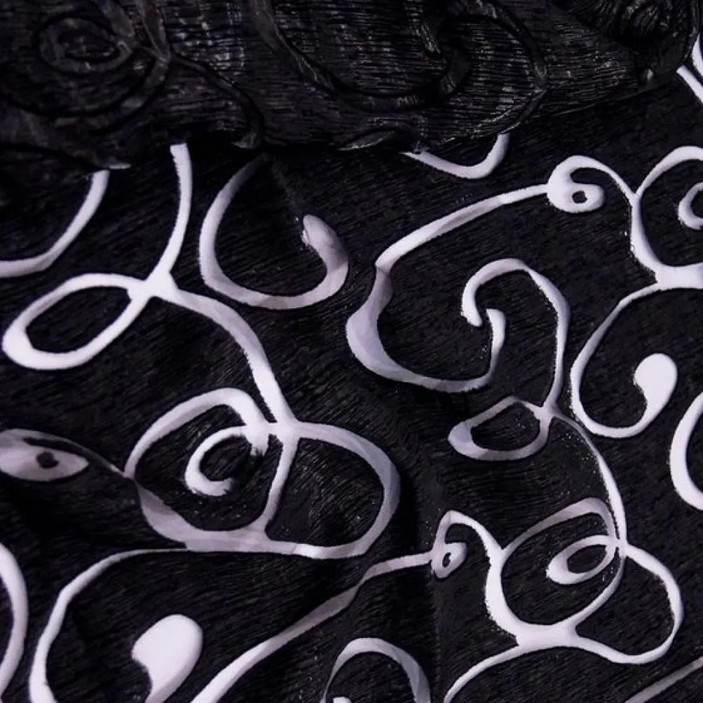 Contempo Scroll Sheer Table Runner in Black