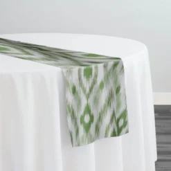 Cosmo Print (Dupioni) Table Runner in Avocado