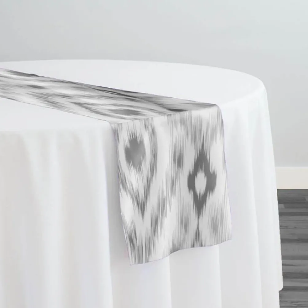 Cosmo Print (Dupioni) Table Runner in Silver