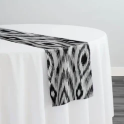 Cosmo Print (Dupioni) Table Runner in Black
