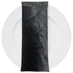 Crush Satin (Bichon) Table Napkin in Black