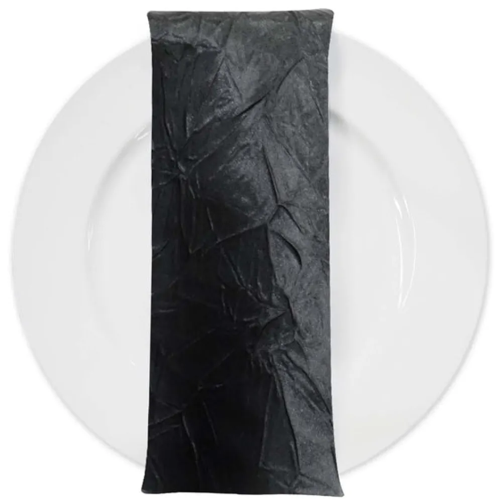Crush Satin (Bichon) Table Napkin in Black