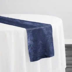 Crush Satin (Bichon) Table Runner in Navy