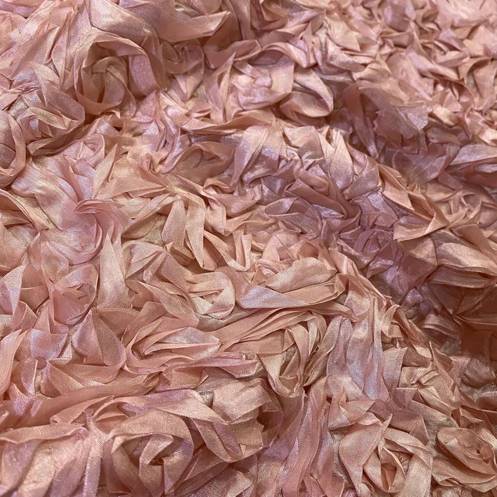 Curly Satin Table Linen In Dusty Rose