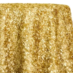 Curly Satin Table Linen In Gold