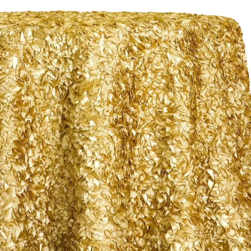 Curly Satin Table Linen In Gold