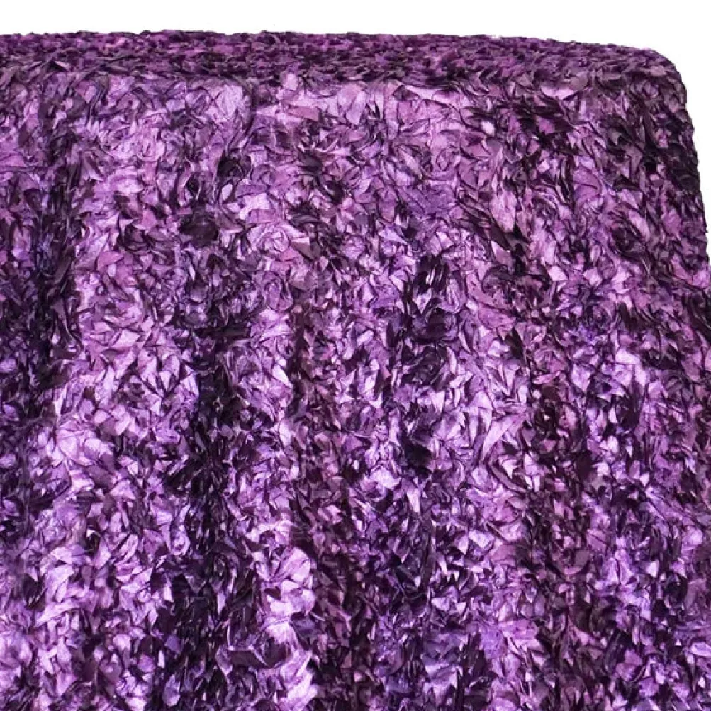 Curly Satin Table Linen In Plum