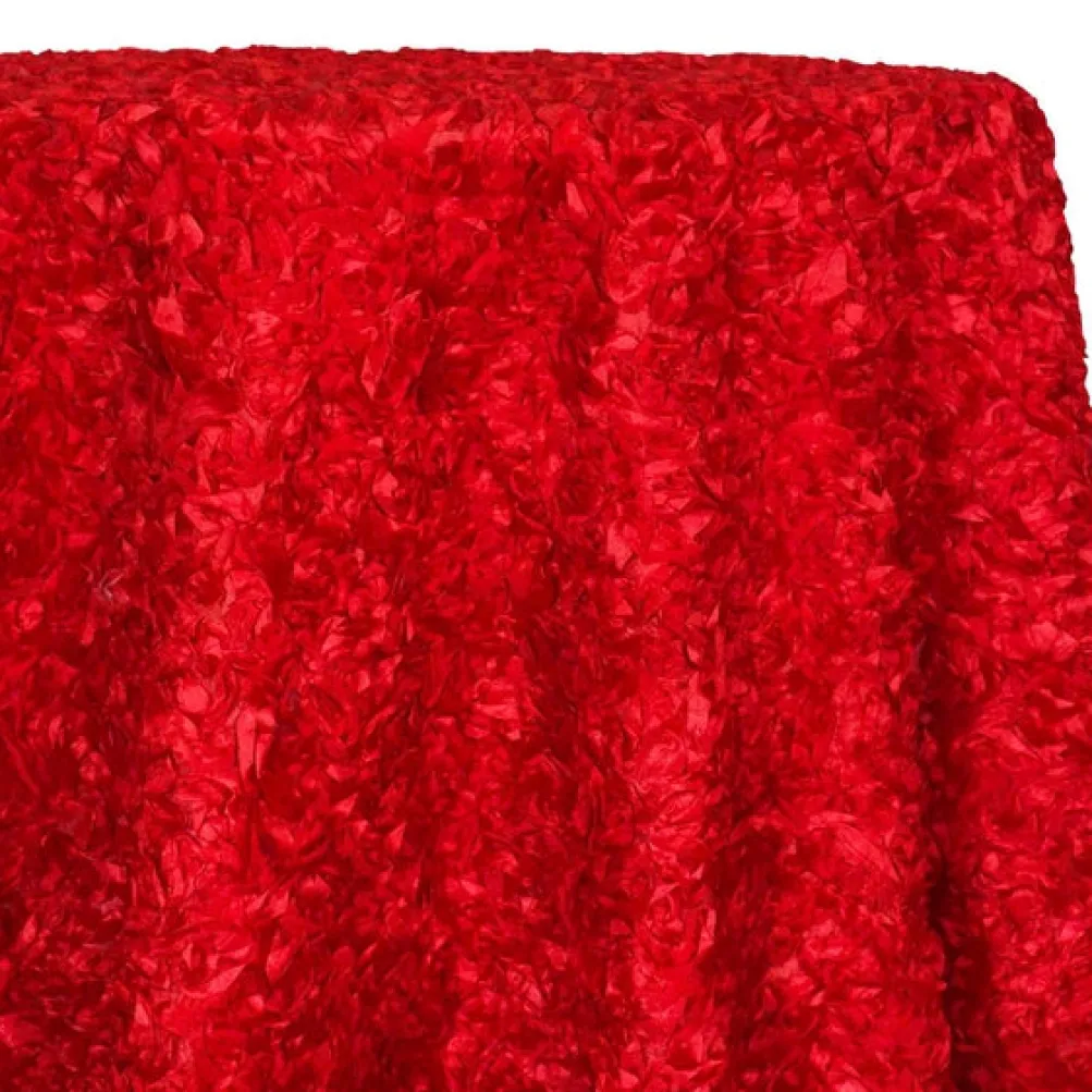 Curly Satin Table Linen In Red