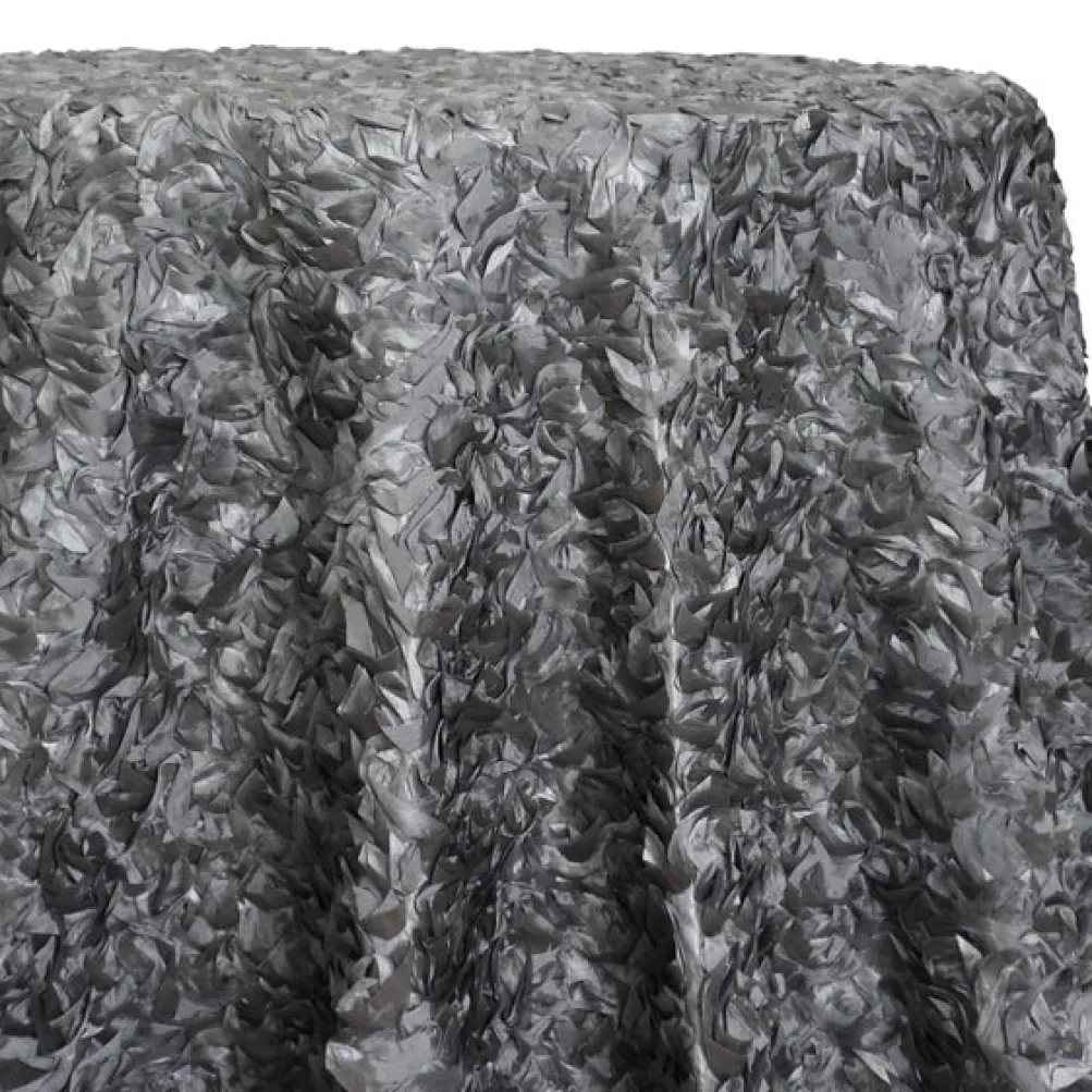 Curly Satin Table Linen In Silver