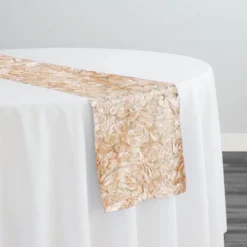 Curly Satin Table Runner in Champagne