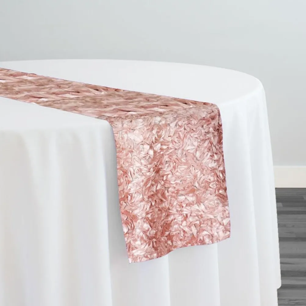 Curly Satin Table Runner in Dusty Rose