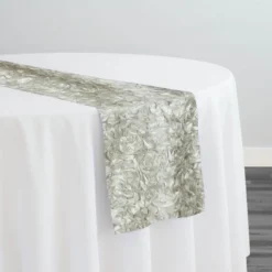 Curly Satin Table Runner in Ivory