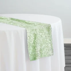 Curly Satin Table Runner in Mint