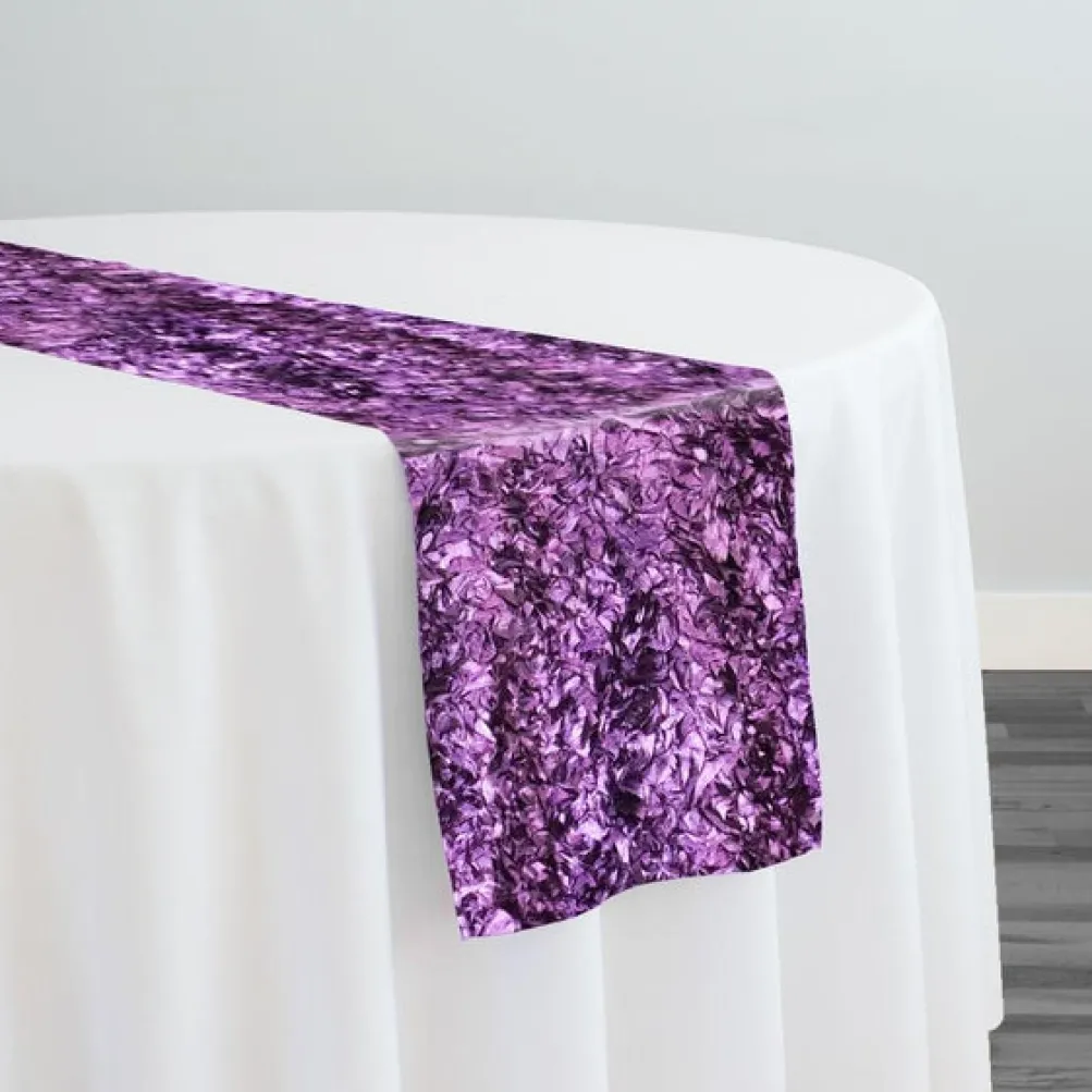 Curly Satin Table Runner in Plum