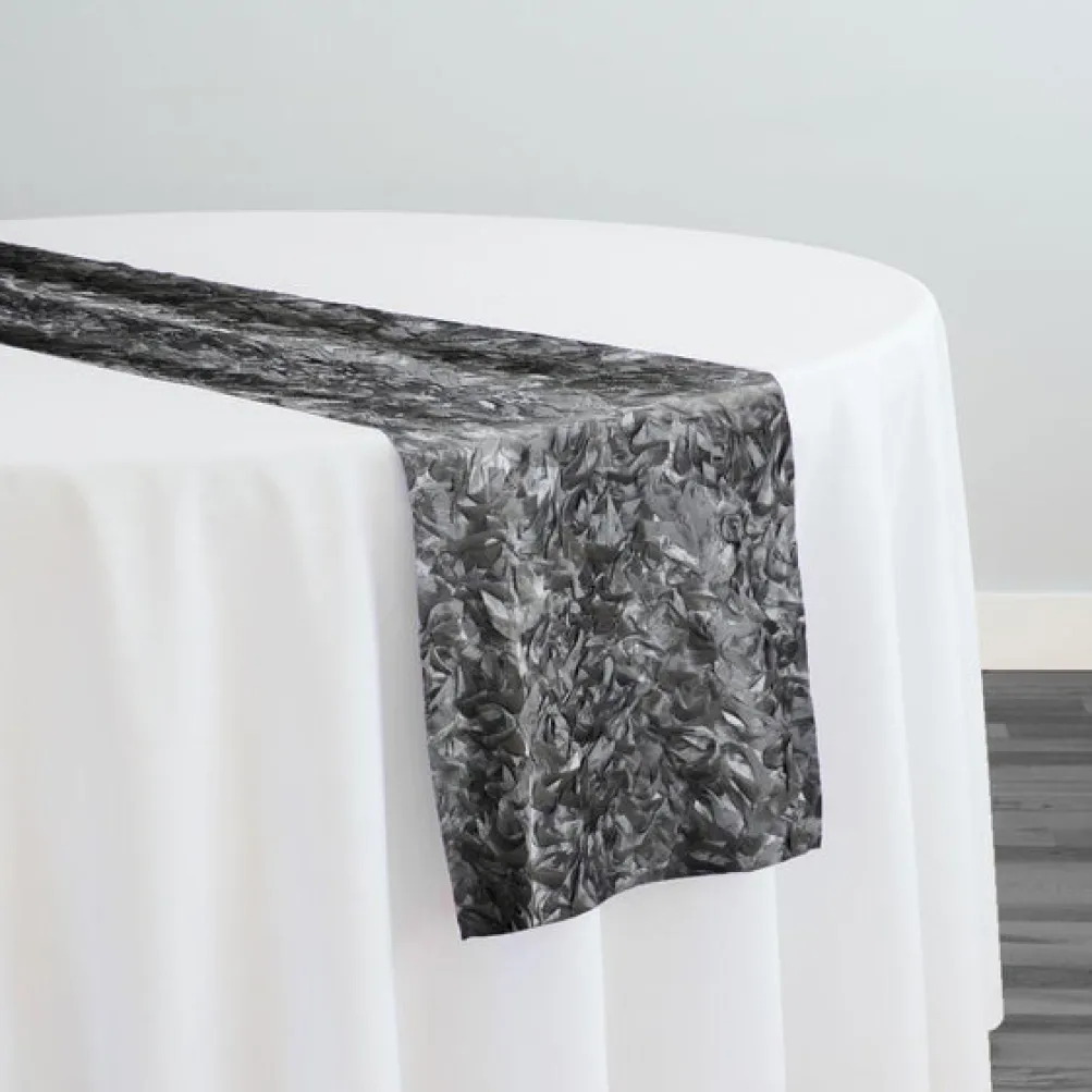 Curly Satin Table Runner in Silver