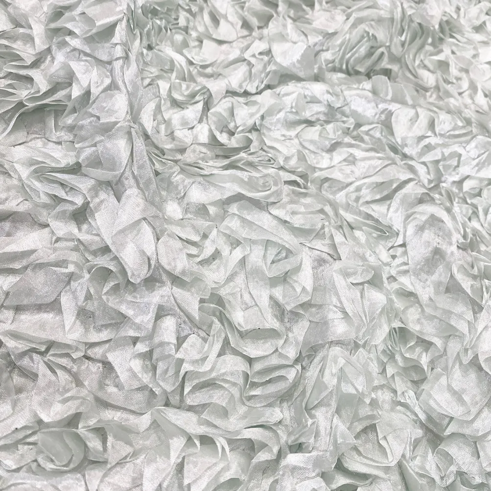 Curly Satin Table Runner in White