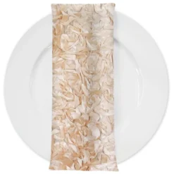 Curly Satin (w/ Poly Lining) Table Napkin in Champagne