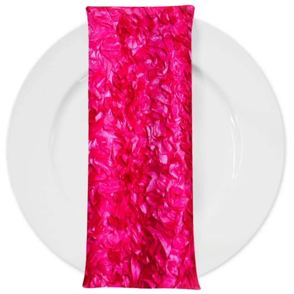 Curly Satin (w/ Poly Lining) Table Napkin in Fuchsia