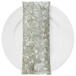 Curly Satin (w/ Poly Lining) Table Napkin in Ivory