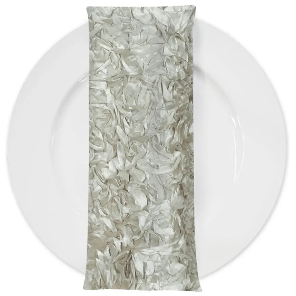 Curly Satin (w/ Poly Lining) Table Napkin in Ivory