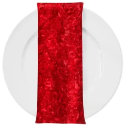 Curly Satin (w/ Poly Lining) Table Napkin in Red