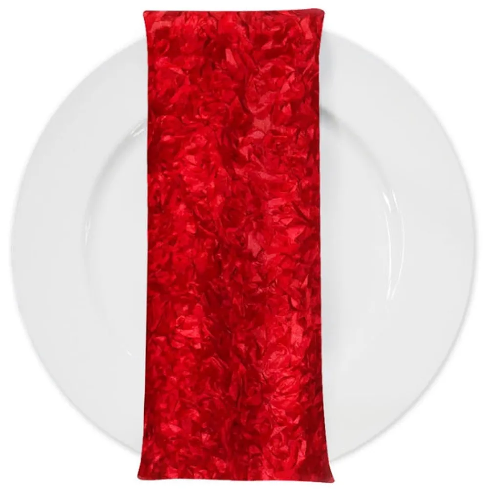 Curly Satin (w/ Poly Lining) Table Napkin in Red