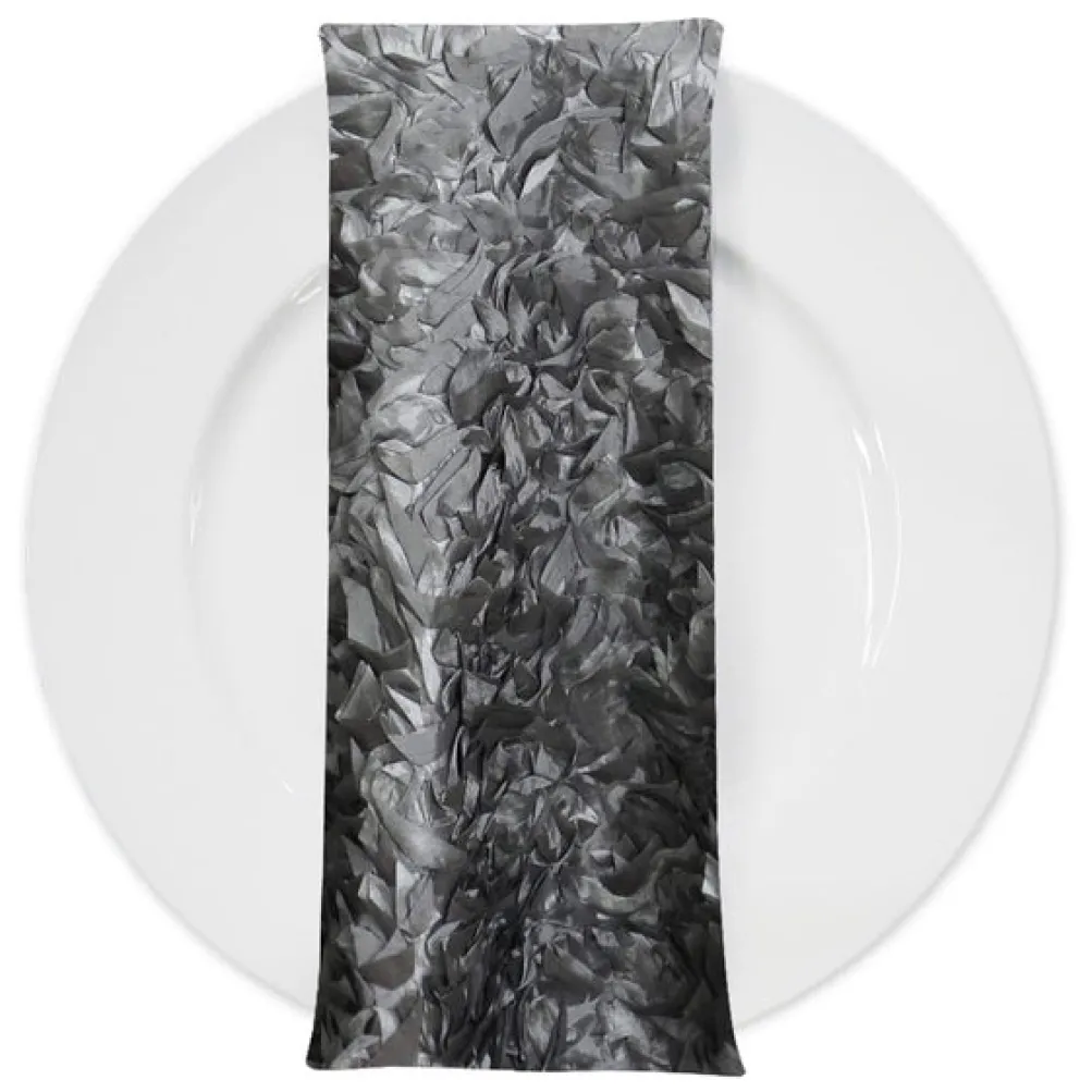 Curly Satin (w/ Poly Lining) Table Napkin in Silver
