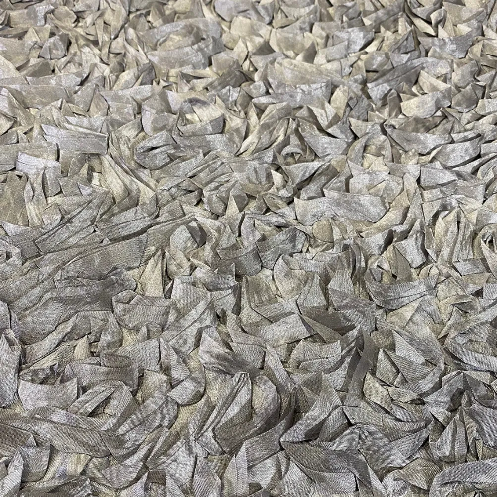 Curly Satin (w/ Poly Lining) Table Napkin in Silver