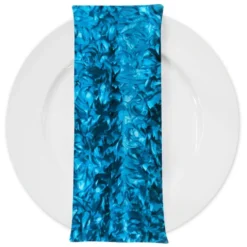 Curly Satin (w/ Poly Lining) Table Napkin in Turquoise
