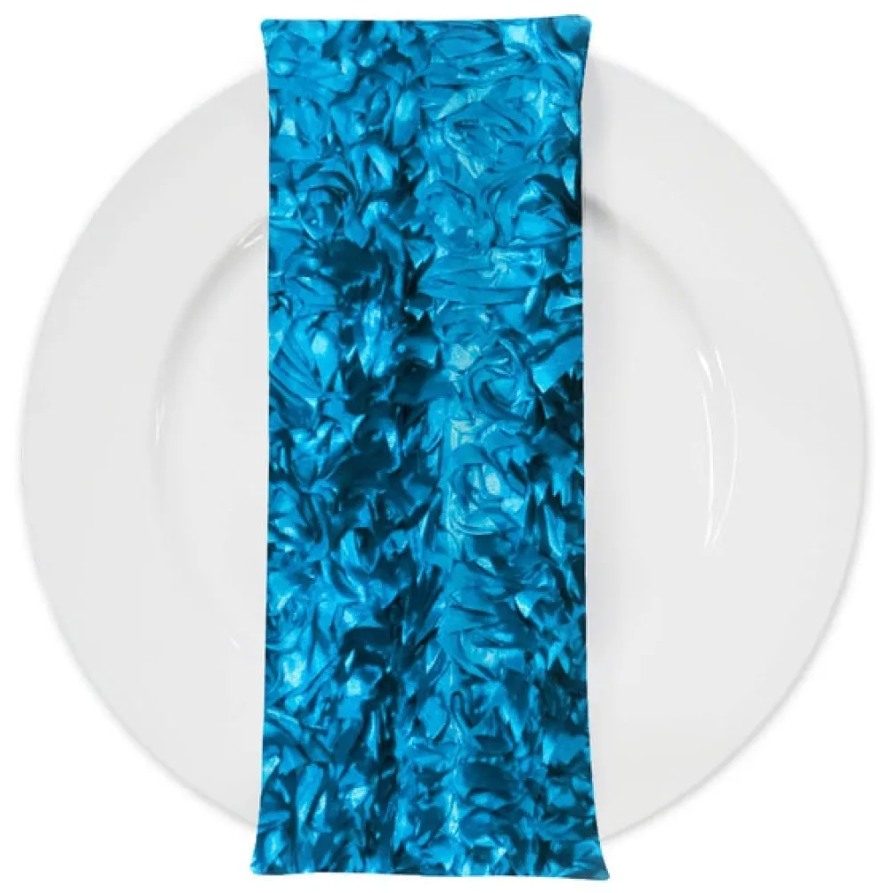 Curly Satin (w/ Poly Lining) Table Napkin in Turquoise
