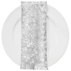 Curly Satin (w/ Poly Lining) Table Napkin in White