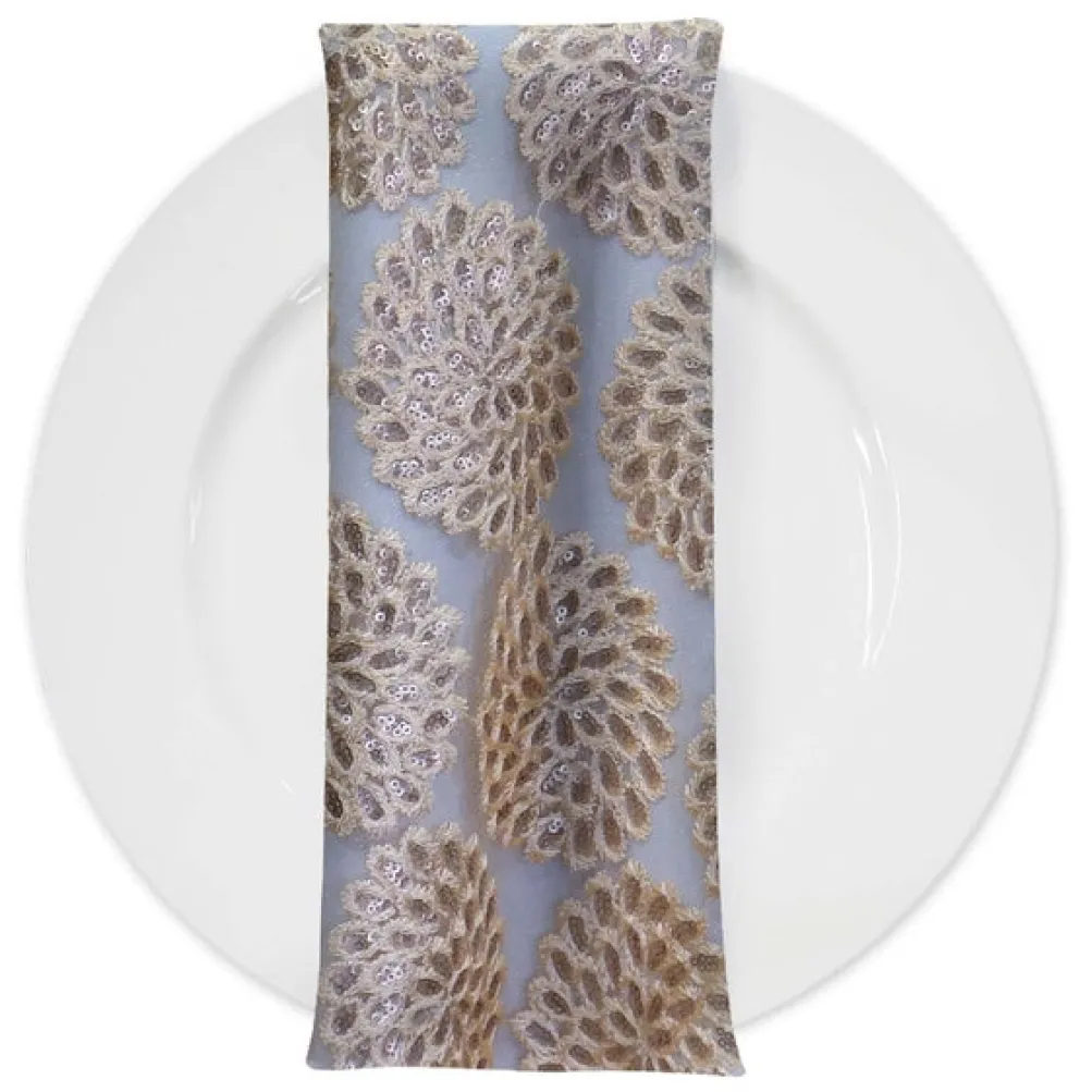 Dahlia Sequins (w/ Poly Lining) Table Napkin in Champagne