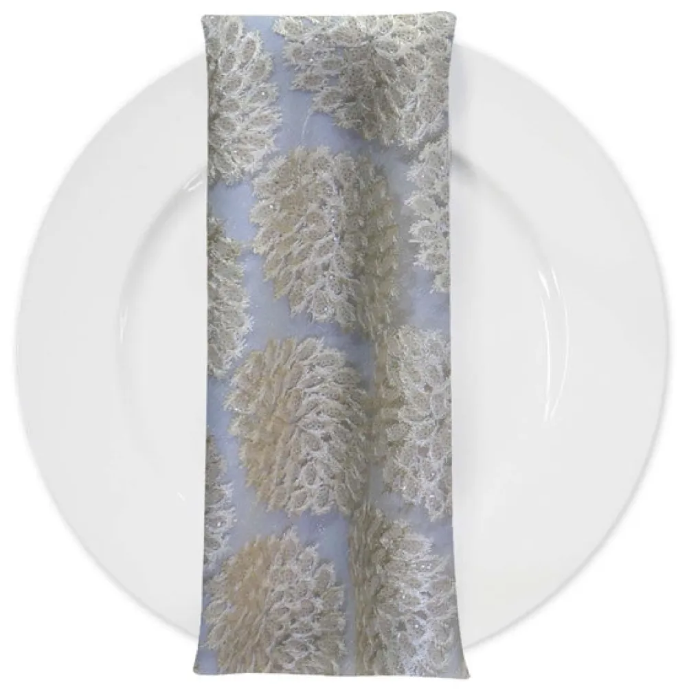 Dahlia Sequins (w/ Poly Lining) Table Napkin in Ivory