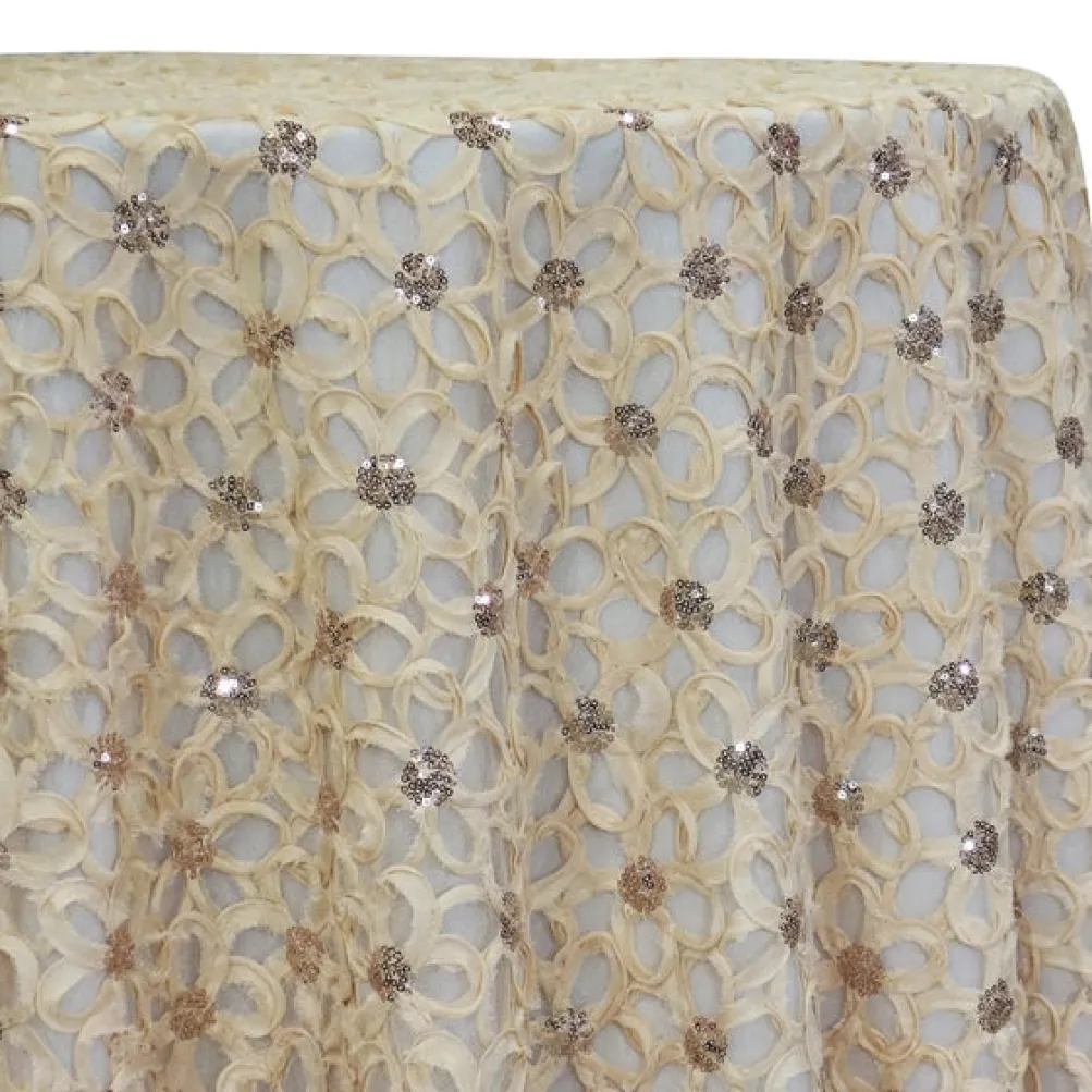 Daisy Sequins Table Linen in Champagne