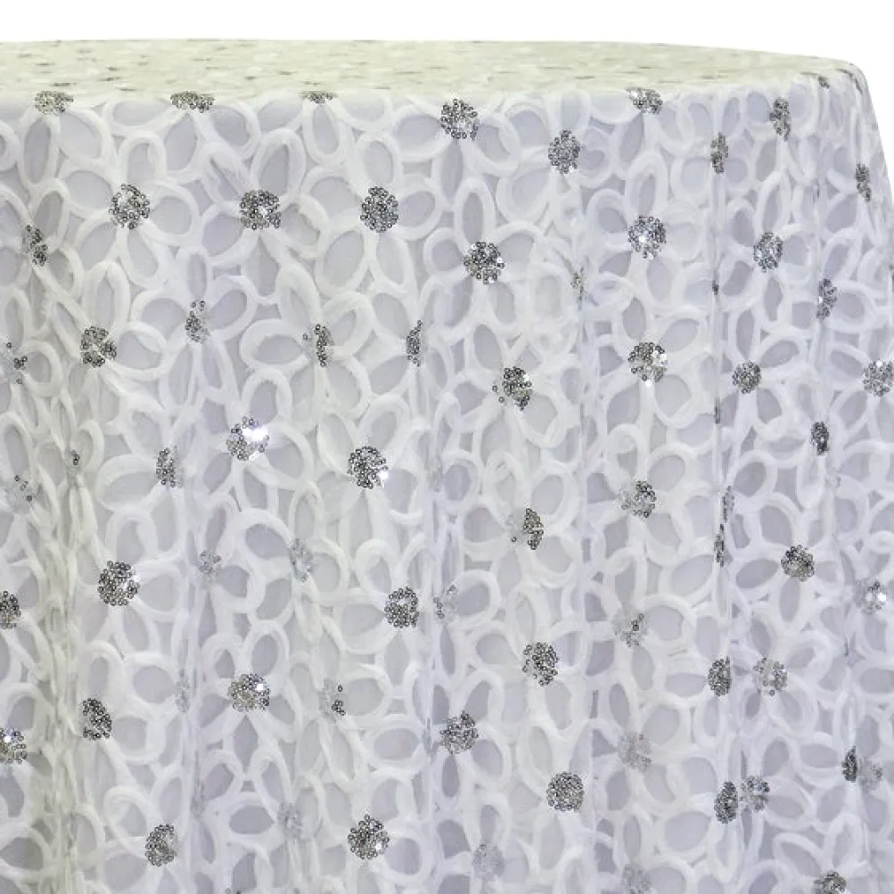 Daisy Sequins Table Linen in White