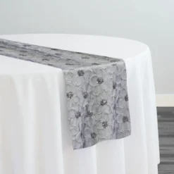 Daisy Sequins Table Runner in Silver