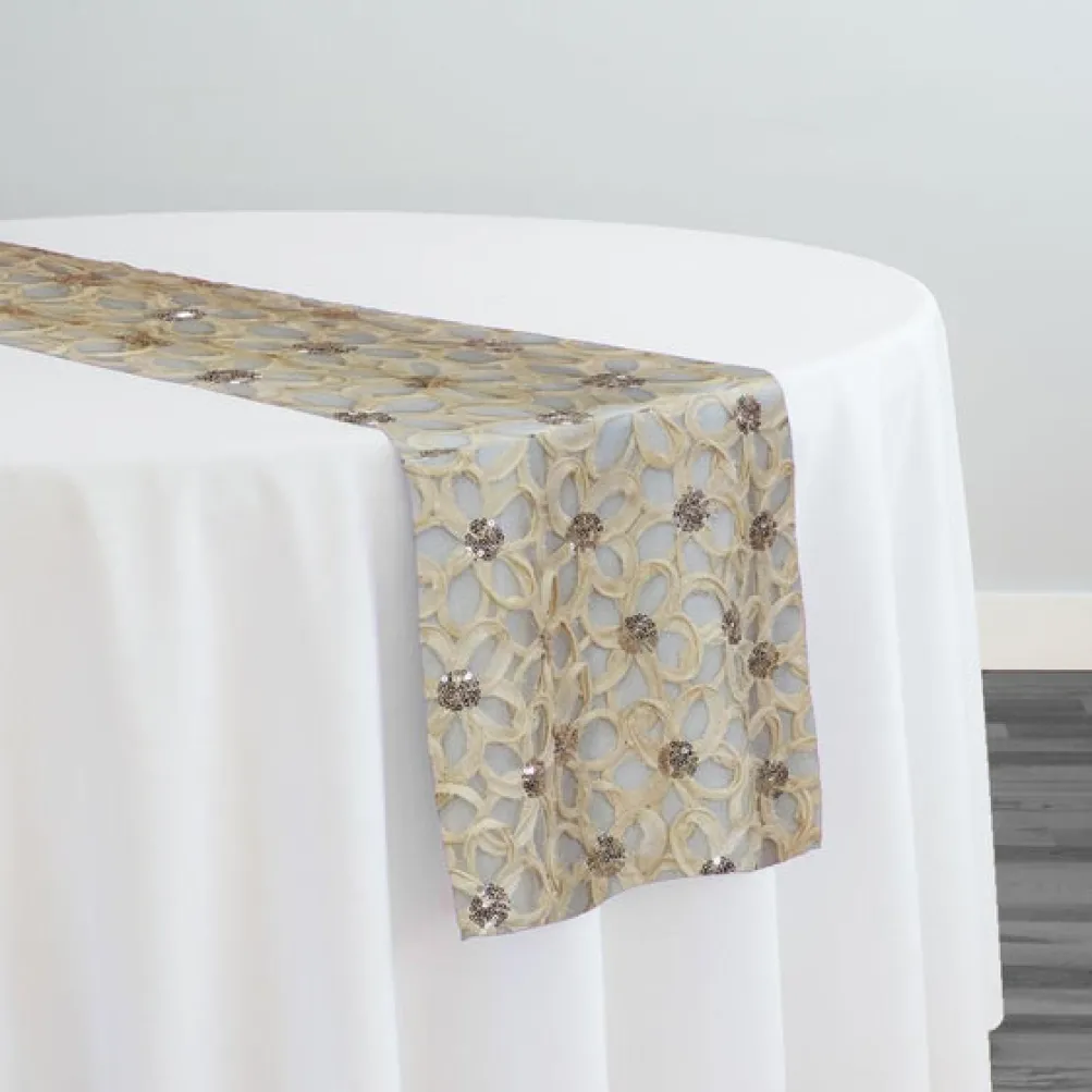 Daisy Sequins Table Runner in Champagne