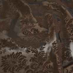 Damask Flocking Taffeta Table Linen in Brown on Brown