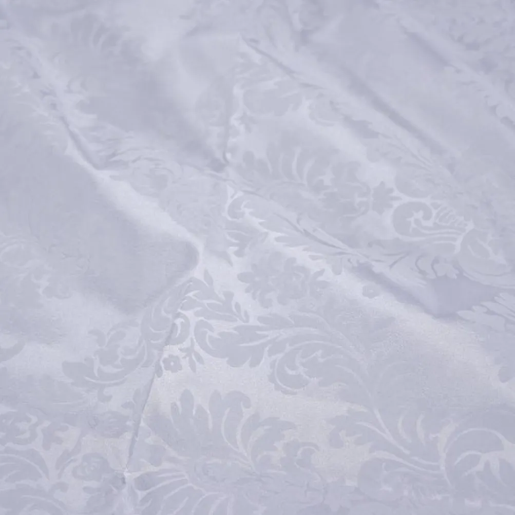Damask Flocking Taffeta Table Linen in White on White