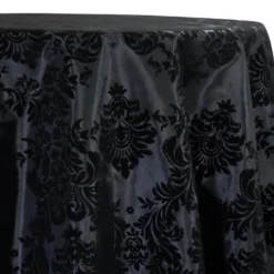 Damask Flocking Taffeta Table Linen in Black on Black